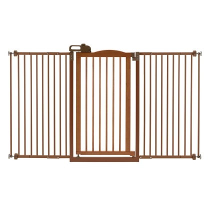 Tall One-Touch Gate II Wide in Brown